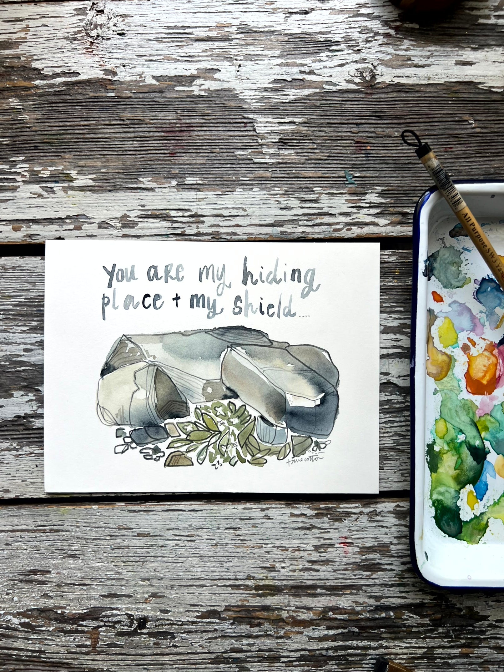 Psalm 32:7 You are my hiding place 6x8