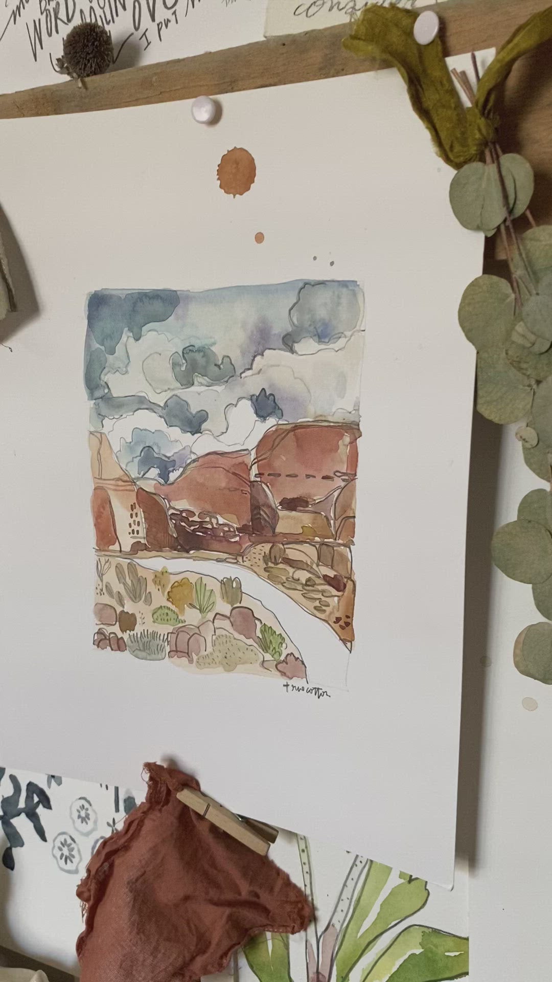 Desert Canyon Watercolor Art PRINT 8x10, 16x20, 18x24