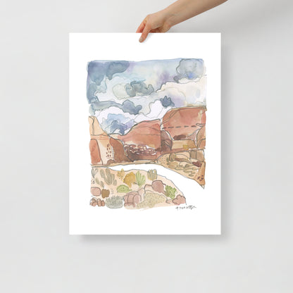 Desert Canyon Watercolor Art PRINT 8x10, 16x20, 18x24