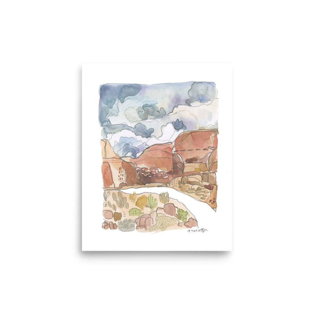 Desert Canyon Watercolor Art PRINT 8x10, 16x20, 18x24